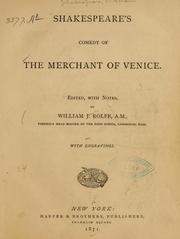 Cover of: Shakespeare's comedy of the Merchant of Venice. by William Shakespeare