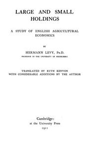 Cover of: Large and small holdings: a study of English agricultural economics