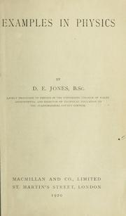 Front cover of Examples in physics by D. E. Jones