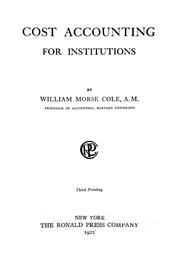 Cover of: Cost account for institutions