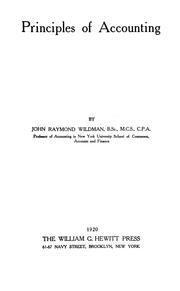 Cover of: Principles of accounting by John Raymond Wildman