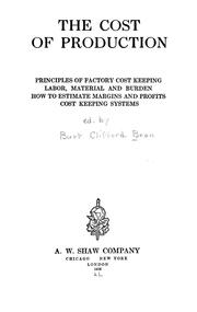 Cover of: Cost of production by Burt Clifford Bean