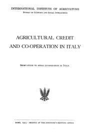 Cover of: Agricultural credit and co-operation in Italy
