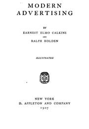 Cover of: Modern advertising by Earnest Elmo Calkins