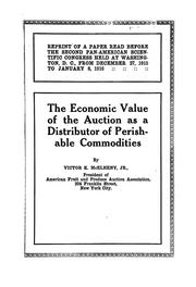 The economic value of the auction as a distributor of perishable commodities .... by Victor K. McElheny Jr.