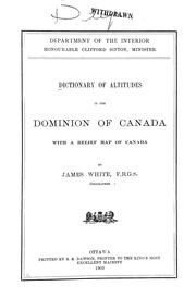 Cover of: Dictionary of altitudes in the Dominion of Canada