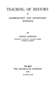 Cover of: Teaching of history in elementary and secondary schools