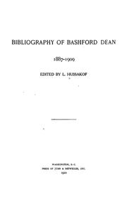 Cover of: Bibliography of Bashford Dean, 1887-1909