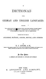 Cover of: A dictionary of the German and English languages ...