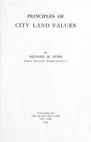 Cover of: Principles of city land values
