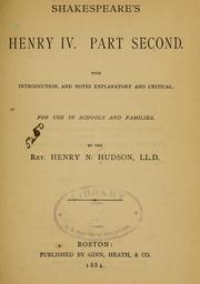 Cover of: Shakespeare's Henry IV., pt. 2d. by William Shakespeare