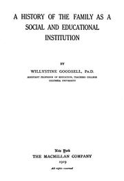 Cover of: A history of the family as a social and educational institution