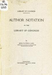 Cover of: Author notation in the Library of Congress