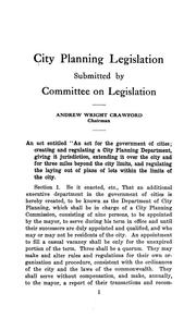 Cover of: City planning legislation