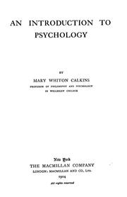 Cover of: An introduction to psychology by Mary Whiton Calkins