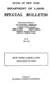 Cover of: New York labor laws enacted in 1920