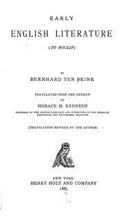 Cover of: History of English literature by Bernhard Aegidius Konrad ten Brink