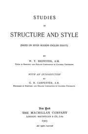 Cover of: Studies in structure and style | William Tenney Brewster