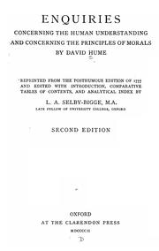 Cover of: Enquiries concerning the human understanding and concerning the principles of morals by David Hume
