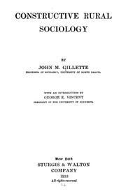 Cover of: Constructive rural sociology by John M. Gillette