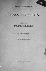 Cover of: Classification: Class H: Social sciences
