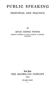 Cover of: Public speaking by Irvah Lester Winter