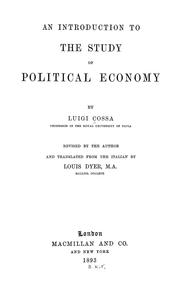 Cover of: An introduction to the study of political economy