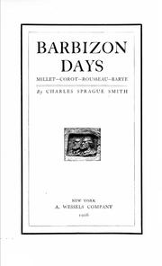 Cover of: Barbizon days: Millet-Corot-Rousseau-Barye