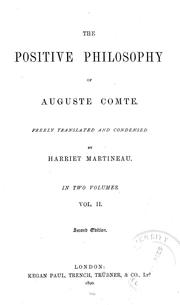 Cover of: The positive philosophy of Auguste Comte.