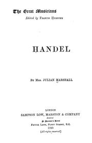 Cover of: Handel by Marshall, Julian Mrs.