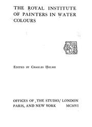 Cover of: The Royal institute of painters in water colours by Charles Holme