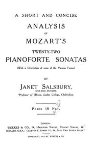 Short and concise analysis of Mozart's twenty-two pianoforte sonatas by Janet Salsbury