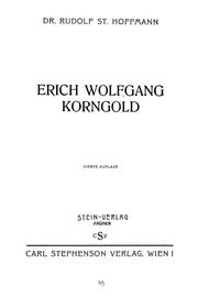Cover of: Erich Wolfgang Korngold by Rudolf Stephan Hoffmann