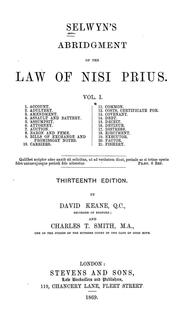 Selwyn's Abridgement of the law of nisi prius .. by Selwyn, William