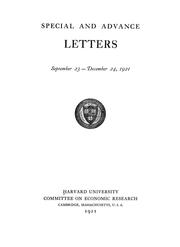 Special and advance letters by Harvard University. Committee on Economic Research.