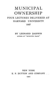 Cover of: Municipal ownership | Darwin, Leonard
