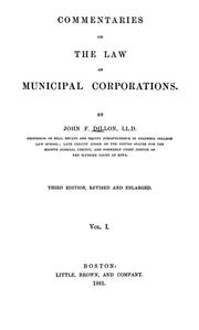 Cover of: Commentaries on the law of municipal corporations