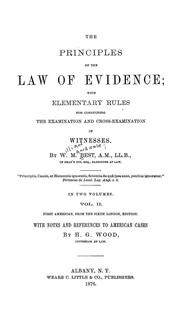 Cover of: The principles of the law of evidence by W. M. Best