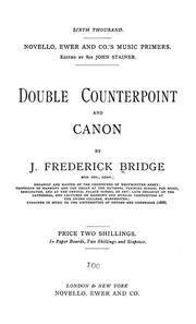 Cover of: Double counterpoint and canon