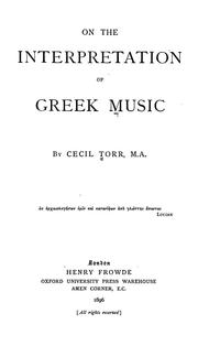 Cover of: On the interpretation of Greek music
