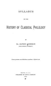 Cover of: Syllabus on the history of classical philology