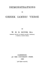 Cover of: Demonstrations in Greek iambic verse by W. H. D. Rouse