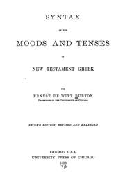 Cover of: Syntax of the moods and tenses in New Testament Greek