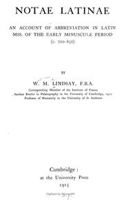 Cover of: Notae latinae by W. M. Lindsay