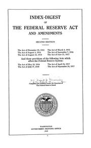 Cover of: Index-digest of the Federal reserve act and amendments ...