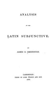 Cover of: Analysis of the Latin subjunctive