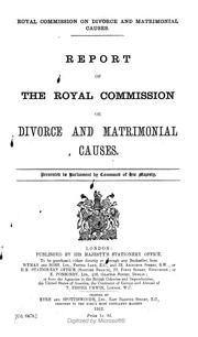 Cover of: Report of the Royal commission on divorce and matrimonial causes