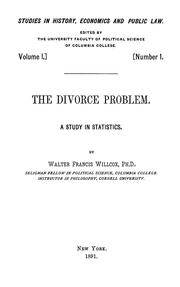 Cover of: The divorce problem: a study in statistics