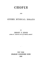 Cover of: Chopin and other musical essays