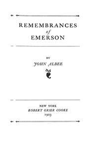 Cover of: Remembrances of Emerson